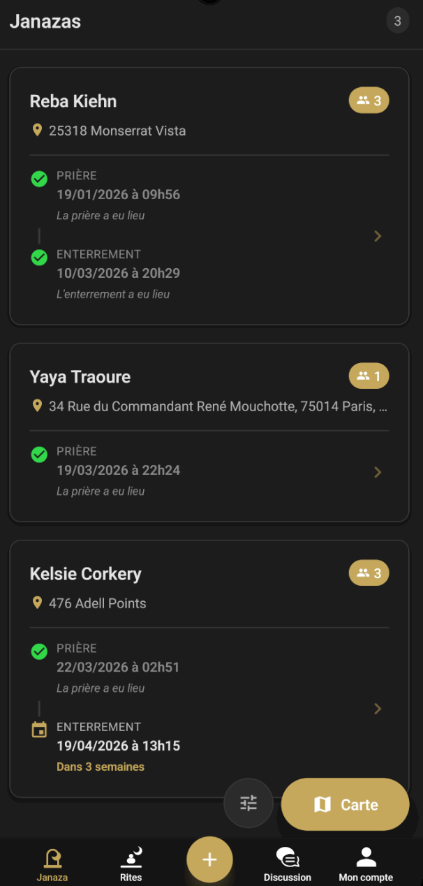Capture d'écran de l'application Janaza Jamaa