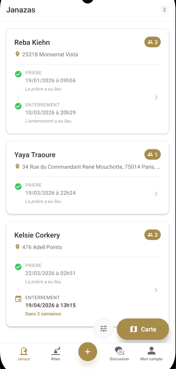 Capture d'écran de l'application Janaza Jamaa